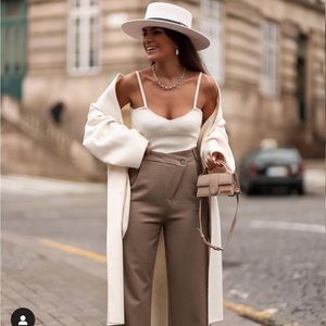 ZARA‎ Crossover Asymmetrical Drop Waist Wide Leg High Rise Trouser Pant Sz Ankle